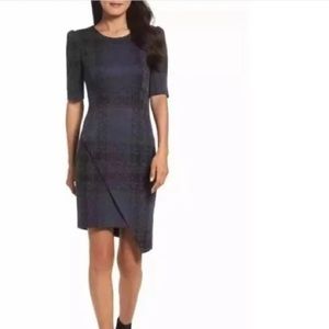 Betsey Johnson Asymmetric Plaid Knit Dress